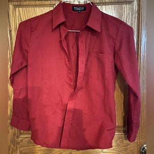 Sahara club red/burgundy button down shirt boys size 10
